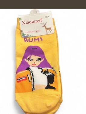 Kpop Demon Hunters Golden Yellow Rumi Ankle Socks Shoe Sizes 5-10